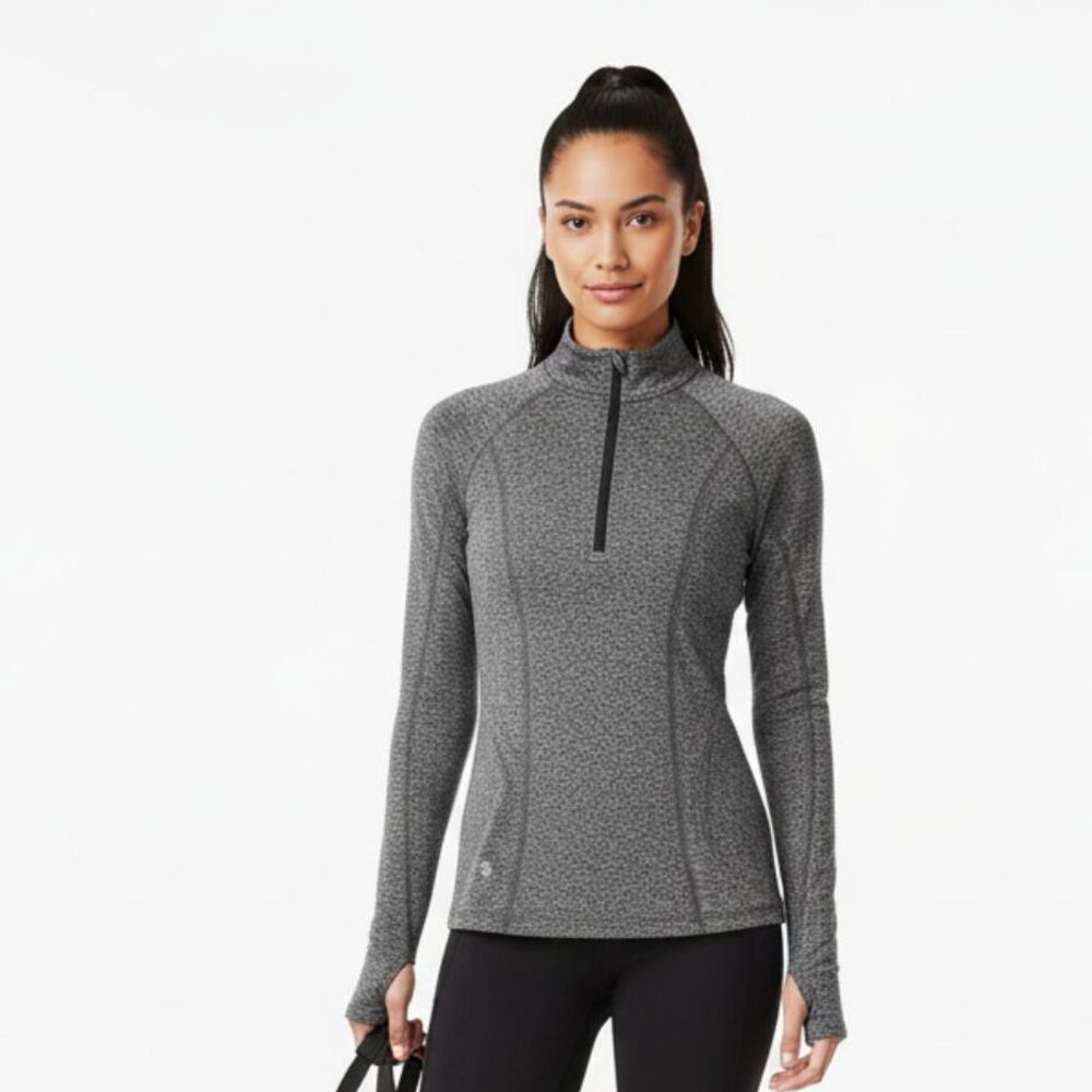 Athleta Gray Long Sleeve Half Zip Form Fitting Sport Athletic Top S